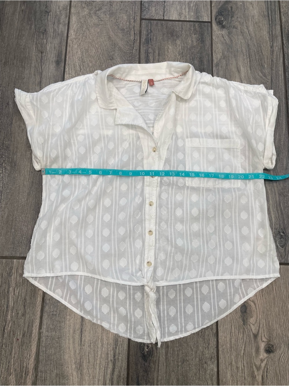 Anthropologie White Button-Down Tie-Hem Blouse - Picture 6 of 8